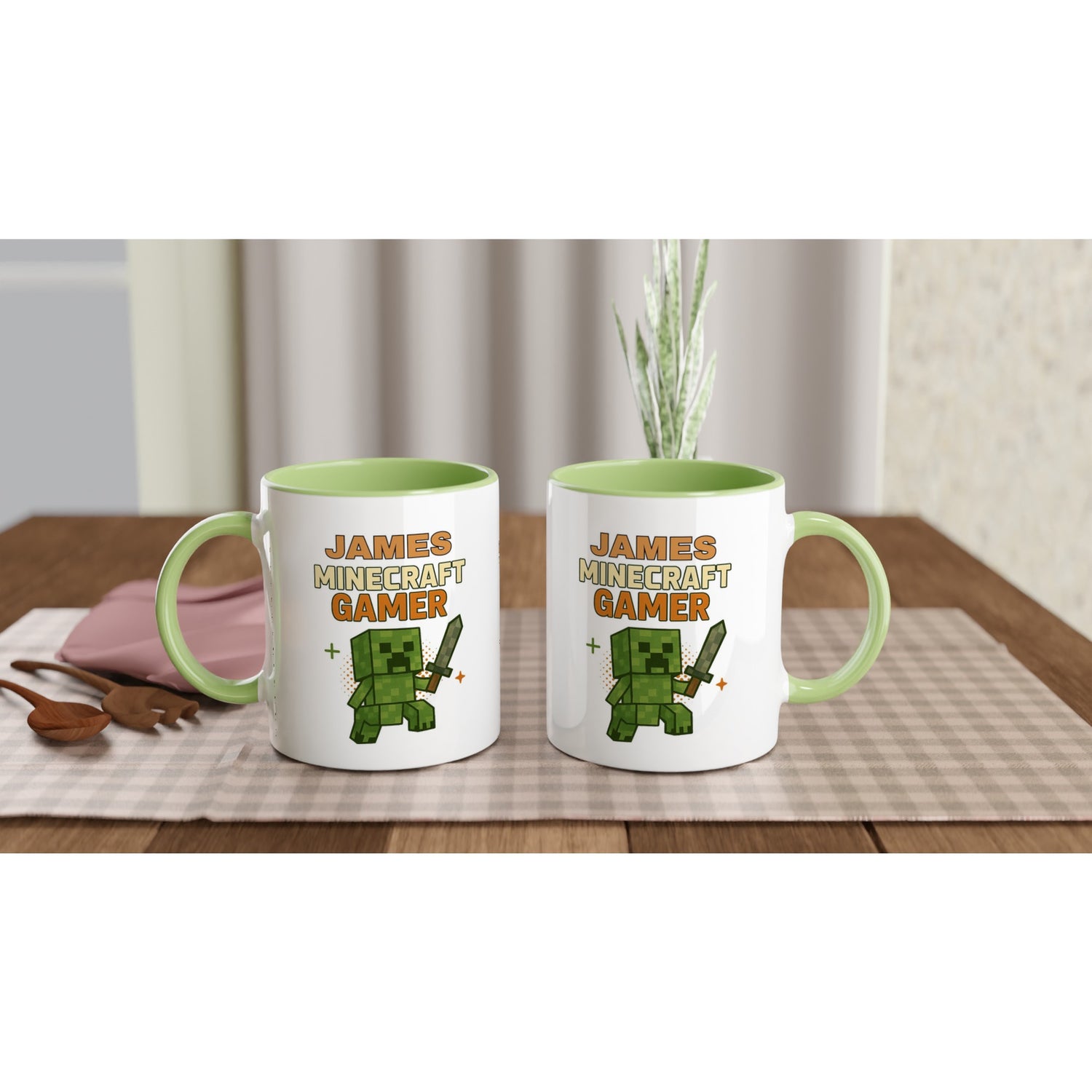 Personalized Minecraft Gamer Mug - Custom 11oz Ceramic Coffee Cup for Gamers