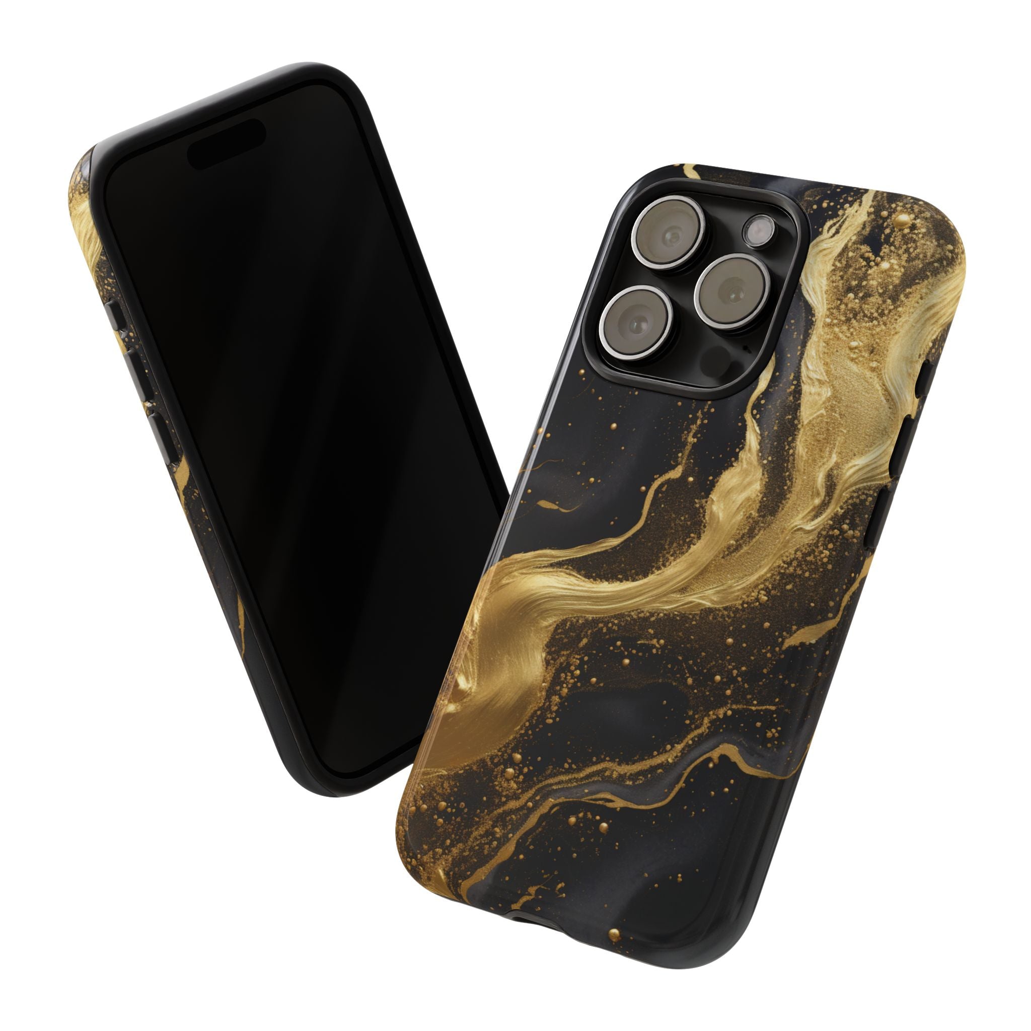 Golden Flow - Black &amp; Gold Marble Luxe Phone Case