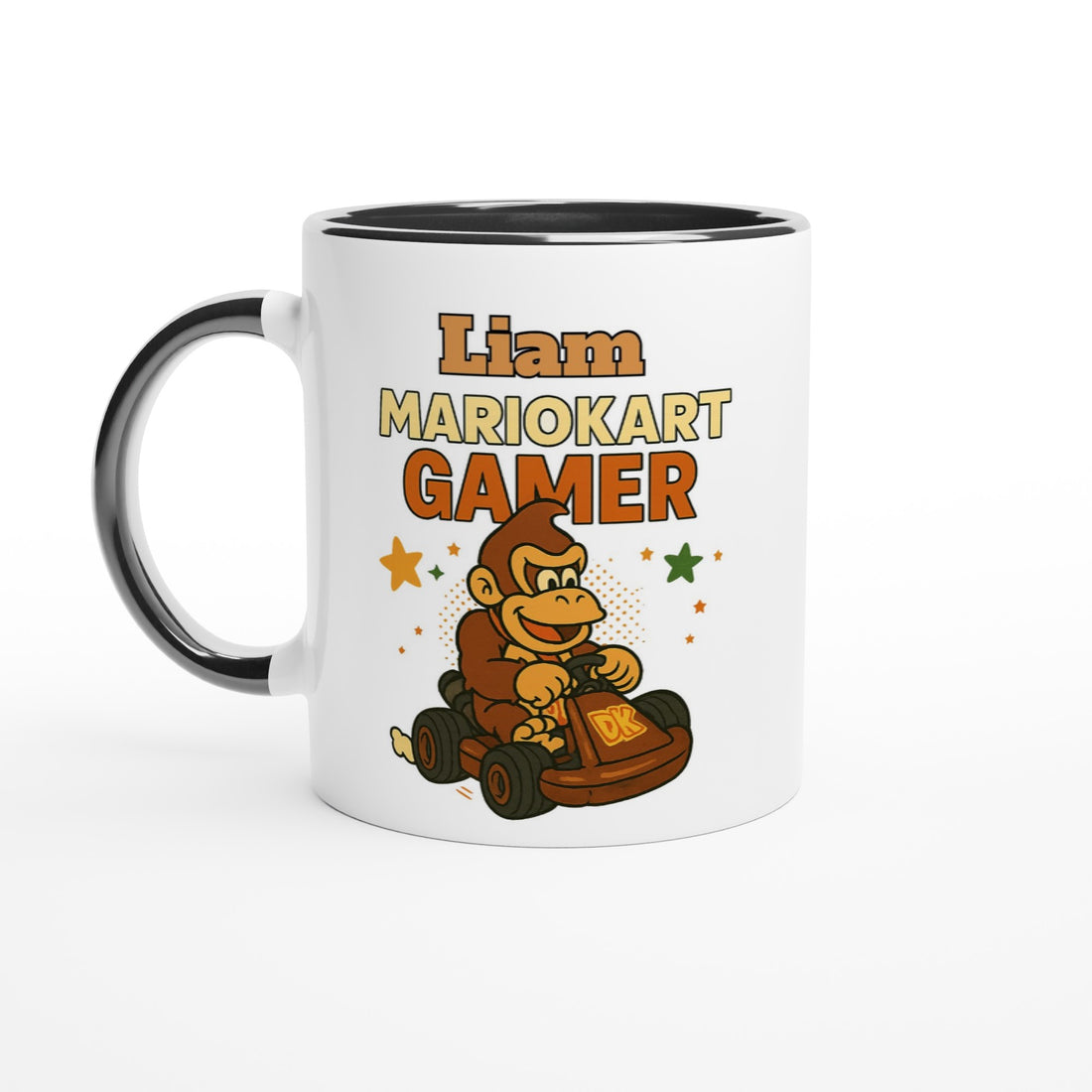Personalized Mario Kart Gamer Mug - Donkey King Mug - Funny Gift for Gamers - 11oz Ceramic Coffee Cup Ceramic Black