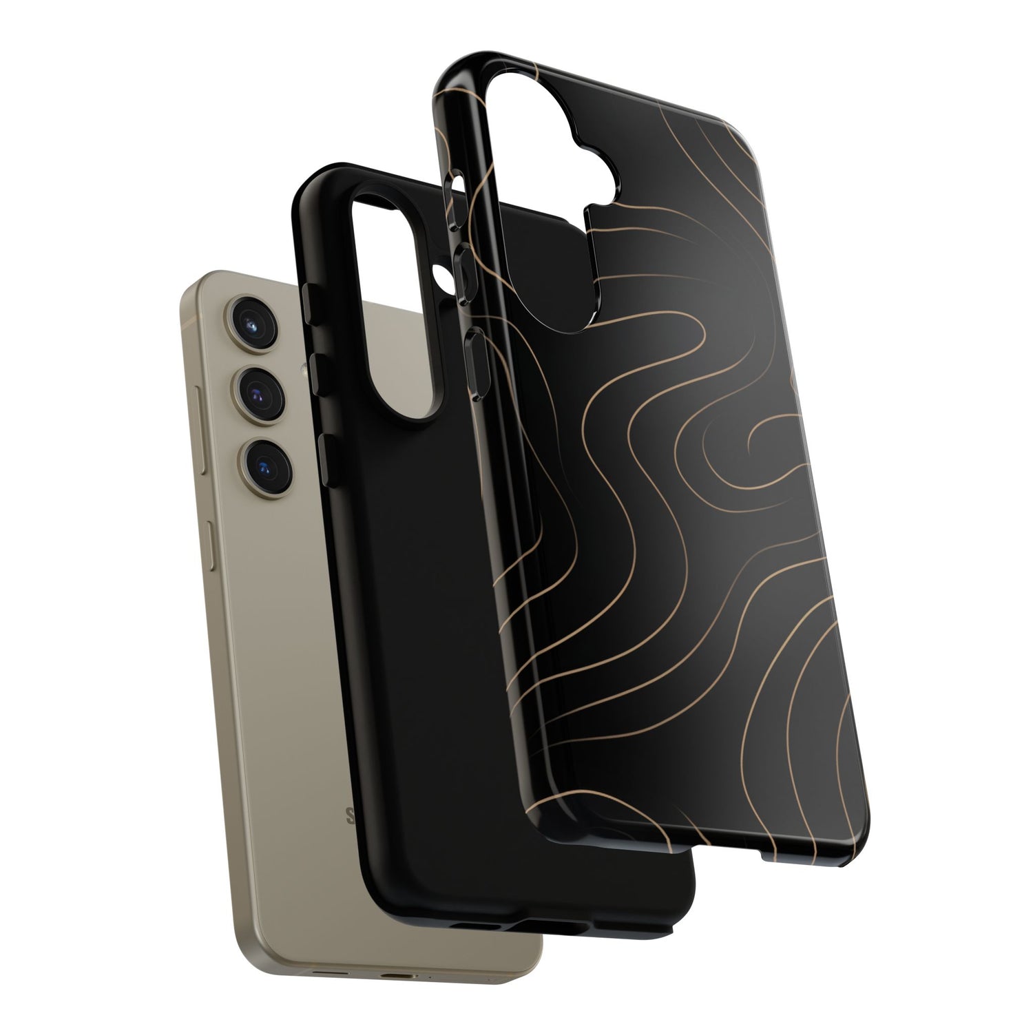 Noir Topograph - Black Minimalist Line Art Phone Case