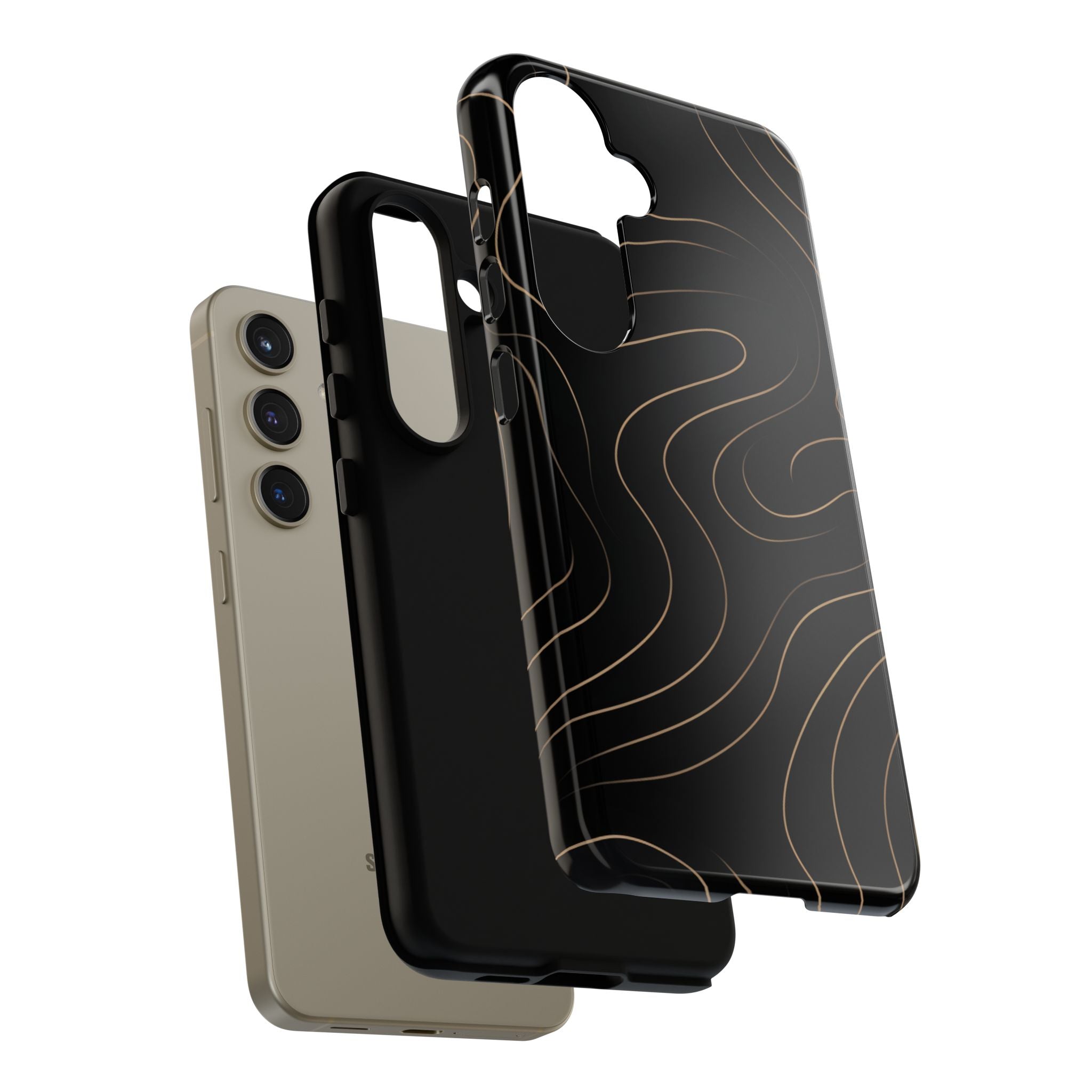 Noir Topograph - Black Minimalist Line Art Phone Case