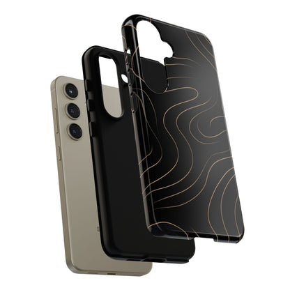 Noir Topograph - Black Minimalist Line Art Phone Case