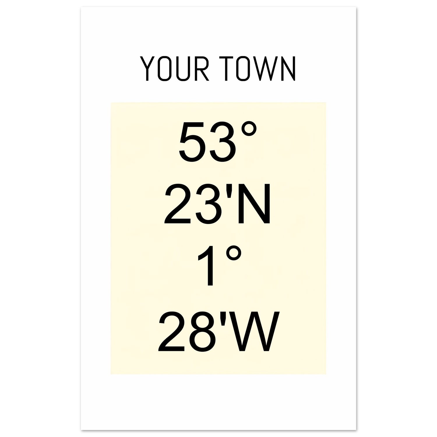 Personalized Map or Custom Location Coordinates Poster Print | Minimalist Unframed Wall Art Decor A3 A4 A5 28x43 cm XL (11x17″) Beige and Black
