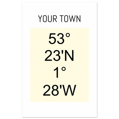Personalized Map or Custom Location Coordinates Poster Print | Minimalist Unframed Wall Art Decor A3 A4 A5 28x43 cm XL (11x17″) Beige and Black