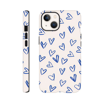 Blue Hearts Phone Case - Cute Minimalist Pattern for iPhone &amp; Samsung | Romantic Design Protection iPhone 13