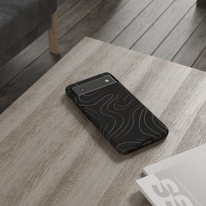 Noir Topograph - Black Minimalist Line Art Phone Case