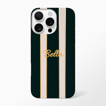 Elegant Striped Phone Case - Black &amp; Cream Design with Gold Accents for iPhone &amp; Samsung | Luxury Protection