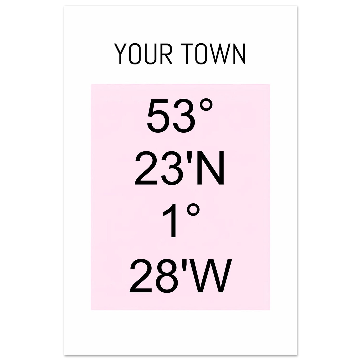 Personalized Map or Custom Location Coordinates Poster Print | Minimalist Unframed Wall Art Decor A3 A4 A5 30x45 cm 12x18″ Black and Pink
