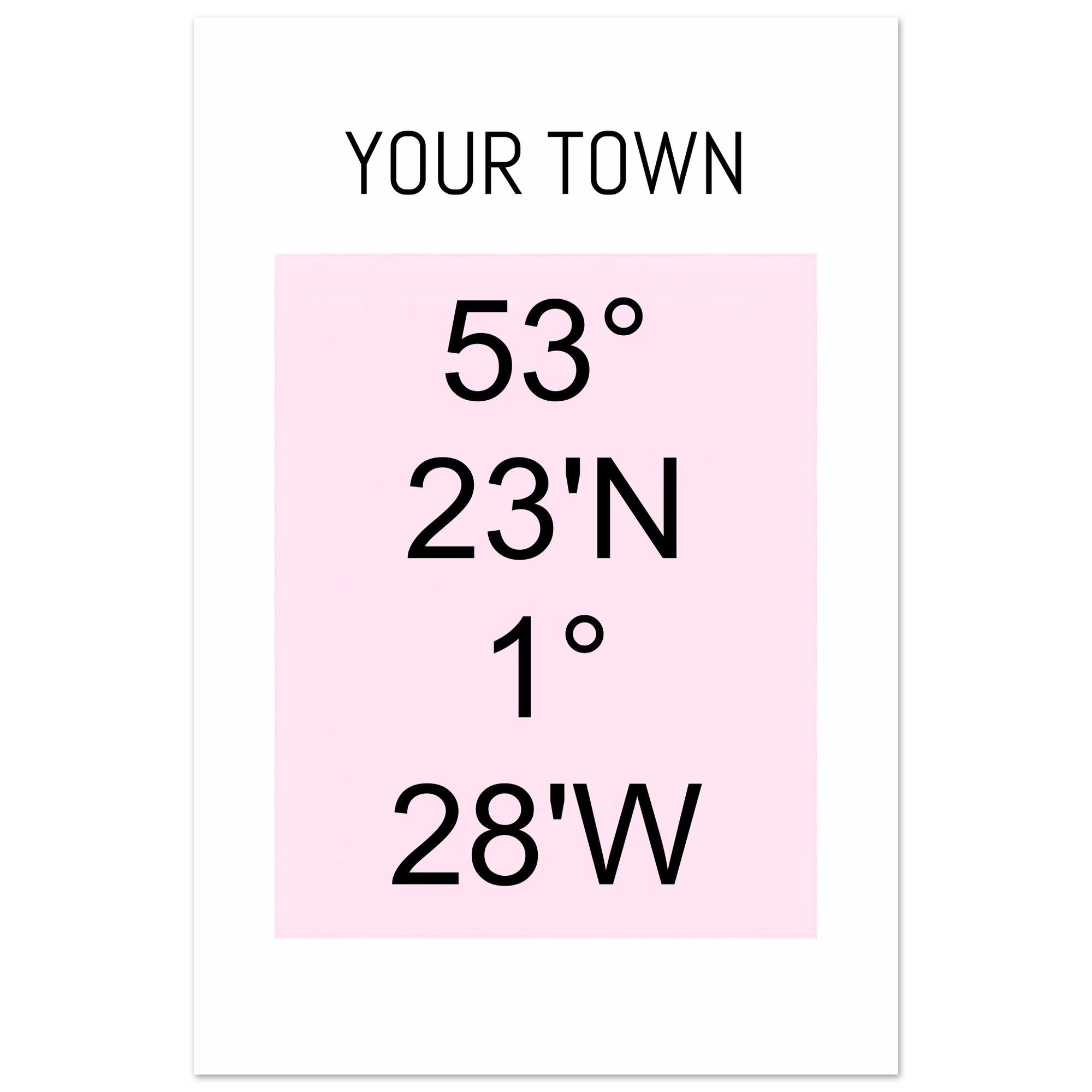 Personalized Map or Custom Location Coordinates Poster Print | Minimalist Unframed Wall Art Decor A3 A4 A5 30x45 cm 12x18″ Black and Pink
