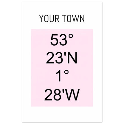 Personalized Map or Custom Location Coordinates Poster Print | Minimalist Unframed Wall Art Decor A3 A4 A5 30x45 cm 12x18″ Black and Pink