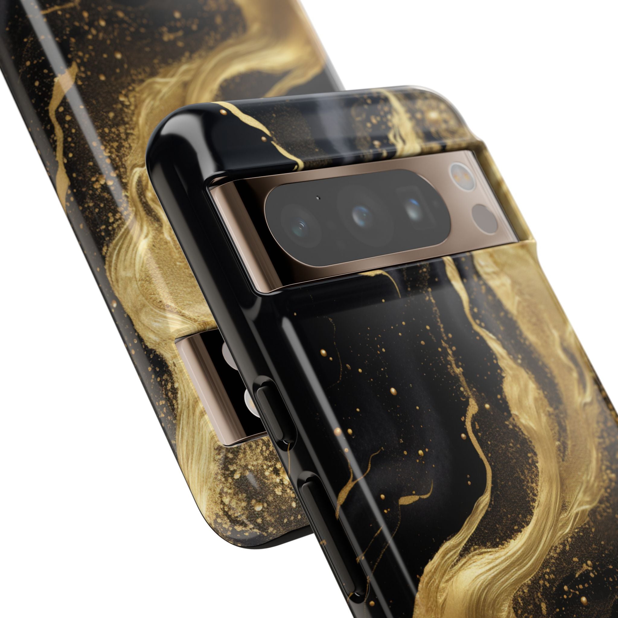 Golden Flow - Black &amp; Gold Marble Luxe Phone Case