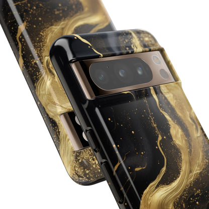 Golden Flow - Black &amp; Gold Marble Luxe Phone Case