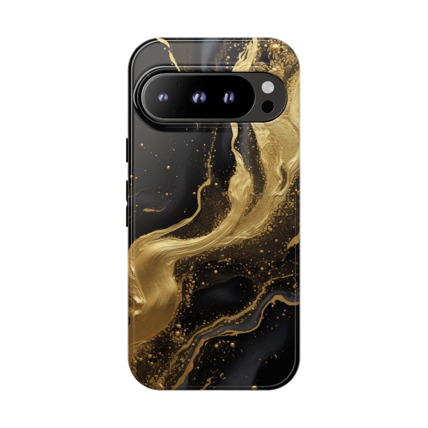 Golden Flow - Black &amp; Gold Marble Luxe Phone Case Google Pixel 9 Pro Glossy