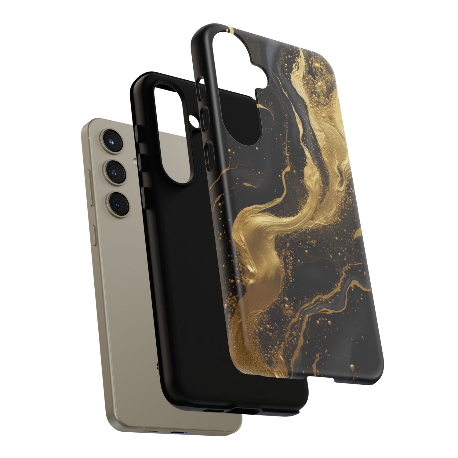 Golden Flow - Black &amp; Gold Marble Luxe Phone Case