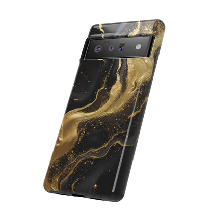 Golden Flow - Black &amp; Gold Marble Luxe Phone Case