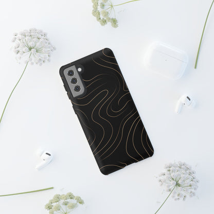 Noir Topograph - Black Minimalist Line Art Phone Case