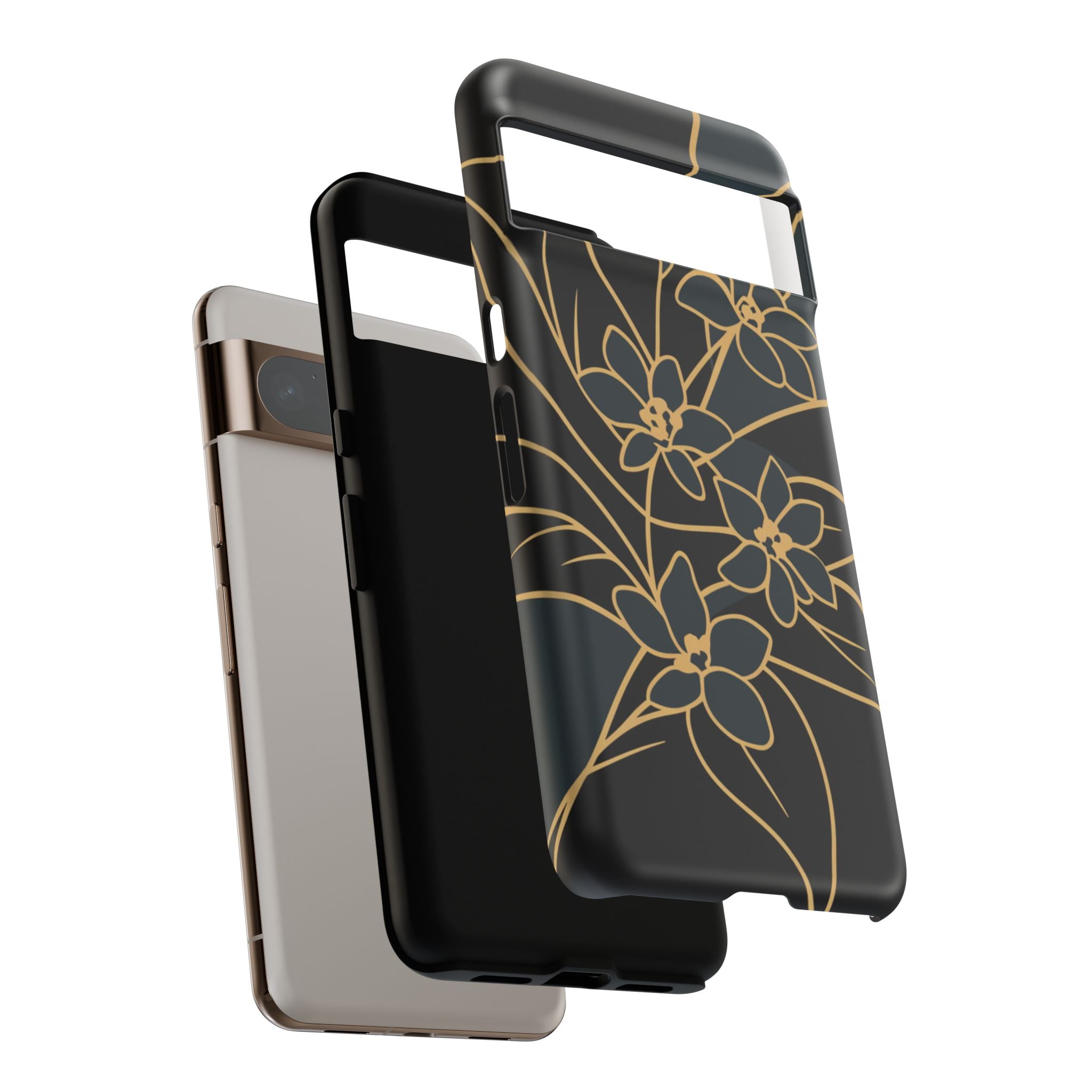 Golden Bloom - Elegant Floral Line Art Phone Case