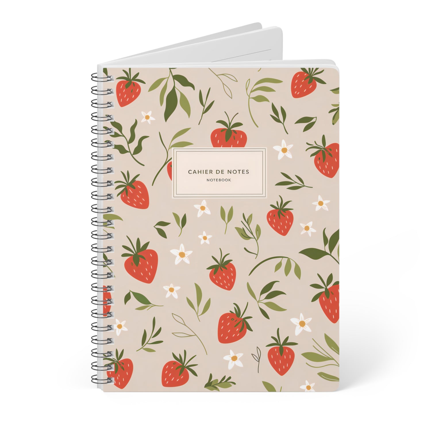 Strawberry Floral Notebook | Cahier de Notes | A5 Spiral Bound Journal for Writing &amp; Planning | Students, Writers, Gifts, Bullet Journaling