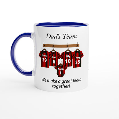 Personalized Dad Team Mug - Unique Football Fan Gift for Baby Announcement or Christmas Ceramic Blue