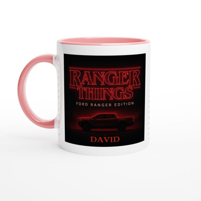 Personalized Ford Ranger Things Mug - Custom Offroad Car Lover Gift | 11oz Ceramic - Inspired by Stranger Things Ceramic Pink