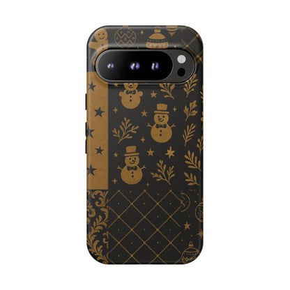 Black Festive Phone Case | Christmas Gift | Holiday Decor | Snowman Design | Tough Cases | Winter Celebration Google Pixel 9 Pro Matte
