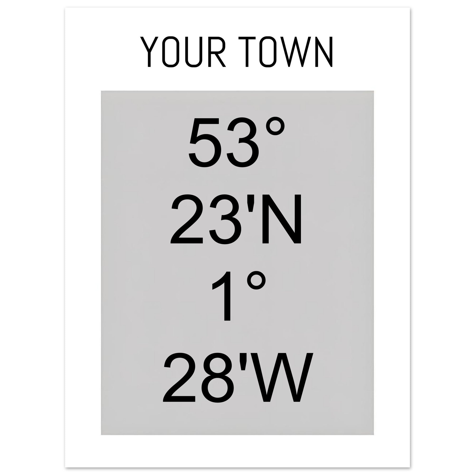 Personalized Map or Custom Location Coordinates Poster Print | Minimalist Unframed Wall Art Decor A3 A4 A5 15x20 cm 6x8″ Black and Grey