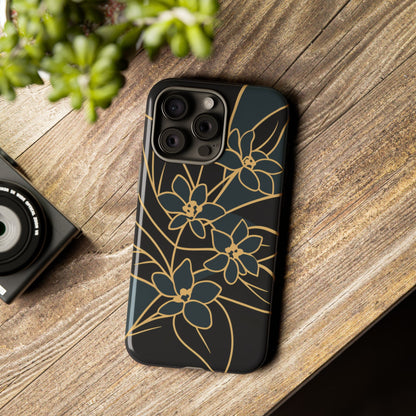 Golden Bloom - Elegant Floral Line Art Phone Case