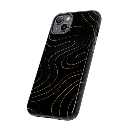 Noir Topograph - Black Minimalist Line Art Phone Case