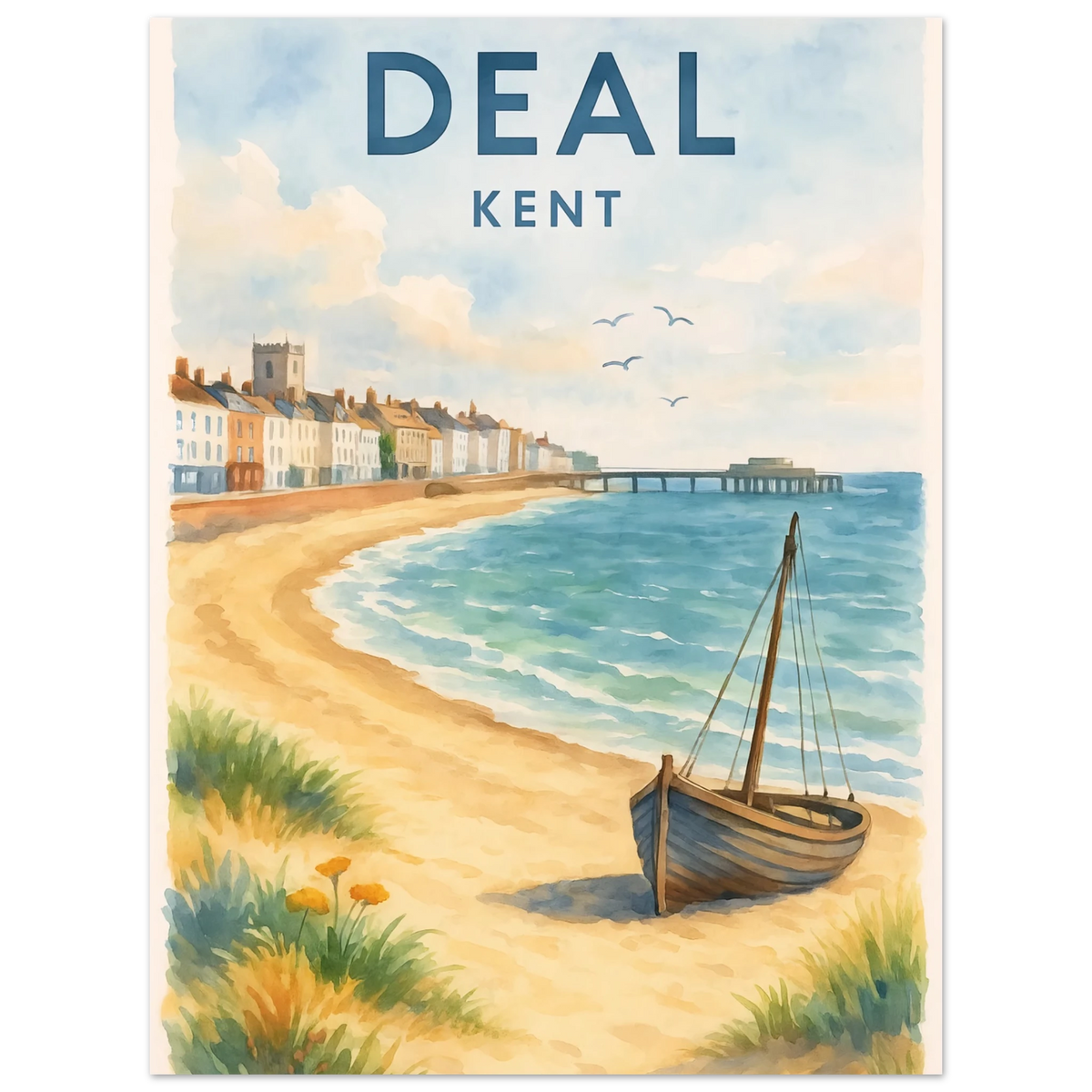 Kent Travel Poster | Watercolor Kentish Wall Art Print 30x40 cm 12x16″
