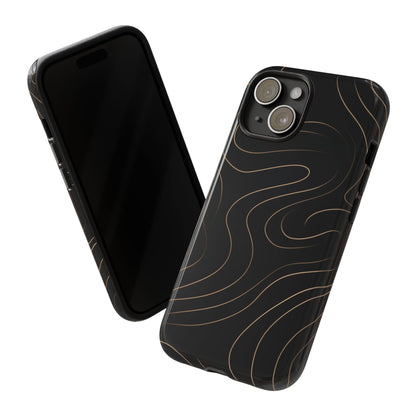 Noir Topograph - Black Minimalist Line Art Phone Case