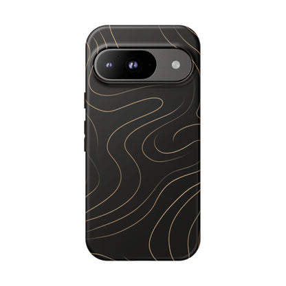 Noir Topograph - Black Minimalist Line Art Phone Case Google Pixel 9 Matte