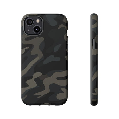 Black Camouflage Phone Case for iPhone, Samsung and Google Pixel iPhone 14 Plus Matte