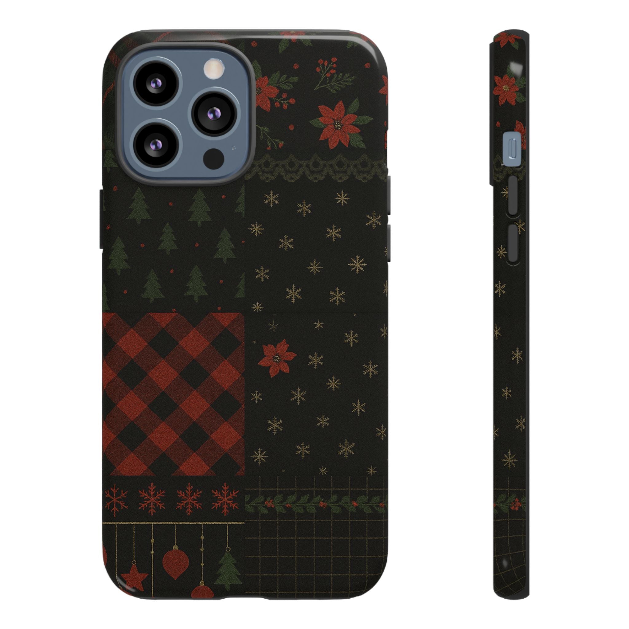 Black Festive Phone Case - Christmas Phone Cover - Tough Design iPhone 13 Pro Max Glossy