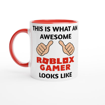 Roblox Gamer Mug – Funny Gift for Kids &amp; Teens – This Is What an Awesome Roblox Gamer Looks Like – 11oz Coffee Cup for Gamers Ceramic Red