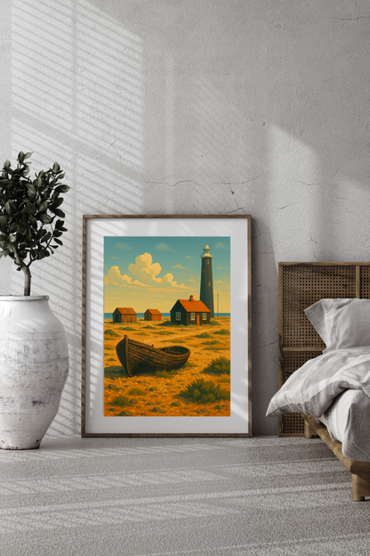Dungeness Kent Beach Watercolor Print - Wall Art England