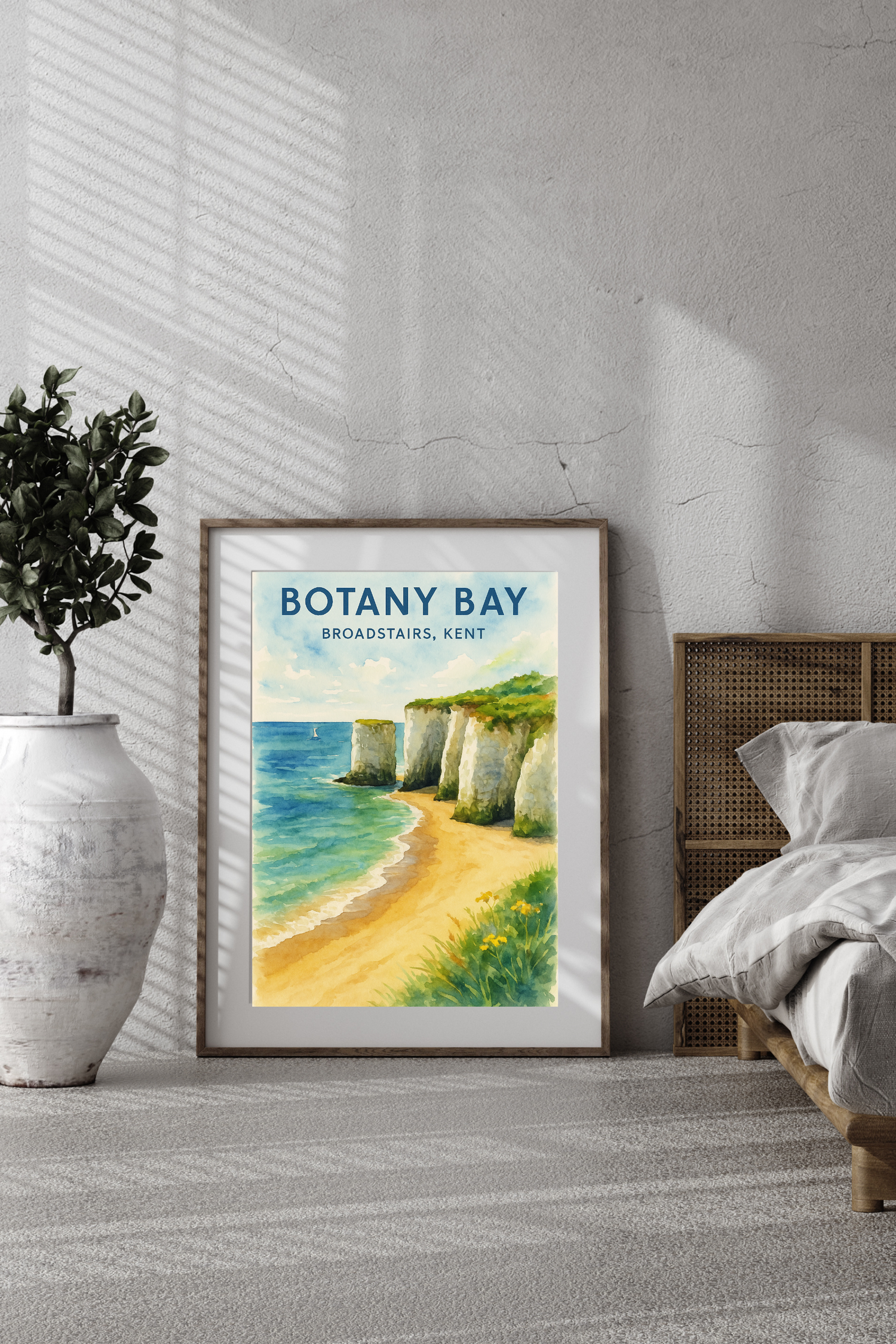 Botany Bay - Broadstairs Poster - Watercolor - Bedroom Art, Office Art, Wall Art, Living Room Poster, Kitchen Art Decor, Travel Print