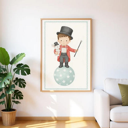 Circus Boy Poster Print - Classic Matte Art for Kids Nursery - Fun &amp; Whimsical Decor Print