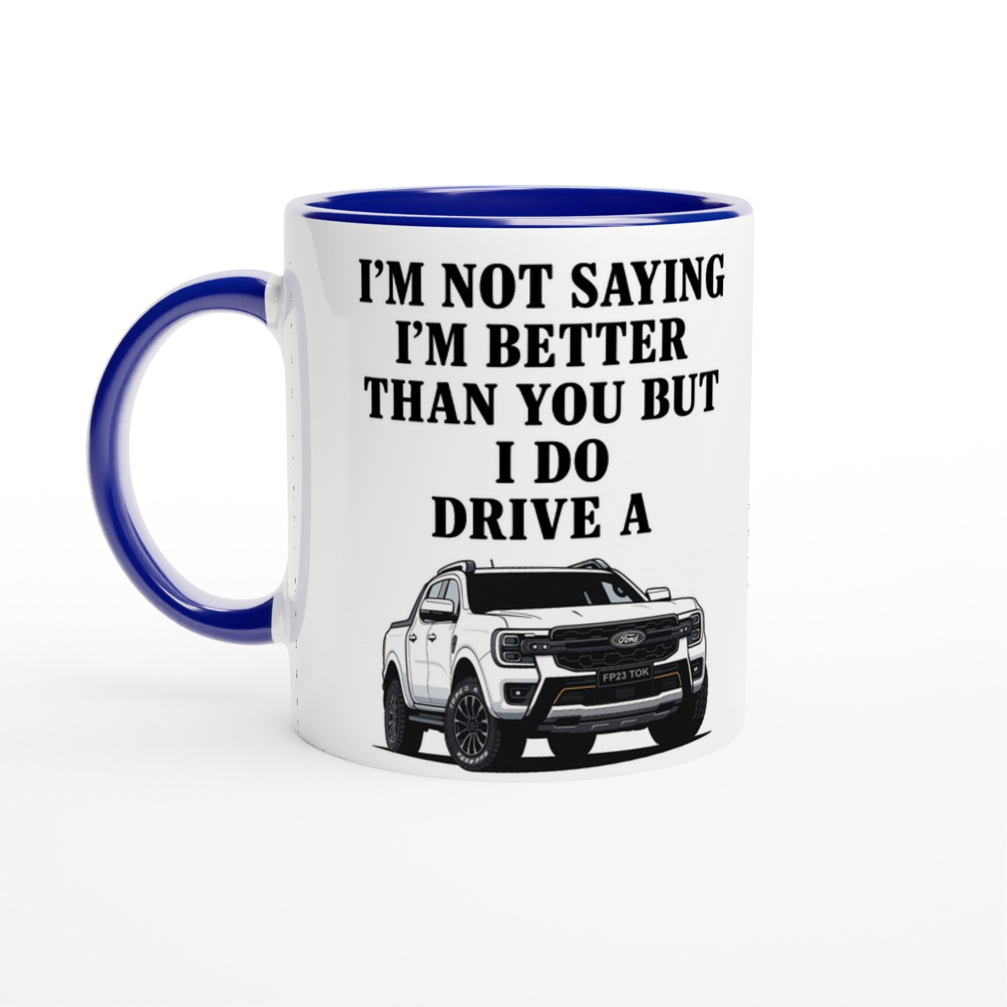 Personalized White Ford Ranger Wildtrak Mug - Custom Offroad Car Lover Gift | 11oz Ceramic - Colorful Design