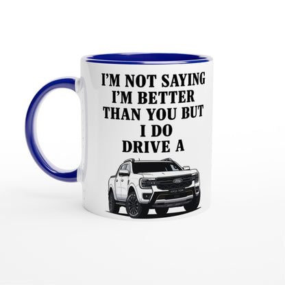 Personalized White Ford Ranger Wildtrak Mug - Custom Offroad Car Lover Gift | 11oz Ceramic - Colorful Design