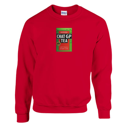 Chat GP Tea Sweatshirt - Humorous gift for Tea Lovers &amp; ChatGPT AI Fans - Unisex Crewneck Sweatshirt Red 2XL