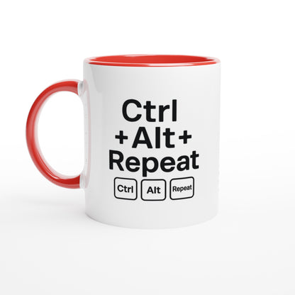 CTRL + ALT + REPEAT Mug - Funny Gift for Tech Lovers - Ceramic Coffee Cup Ceramic Red