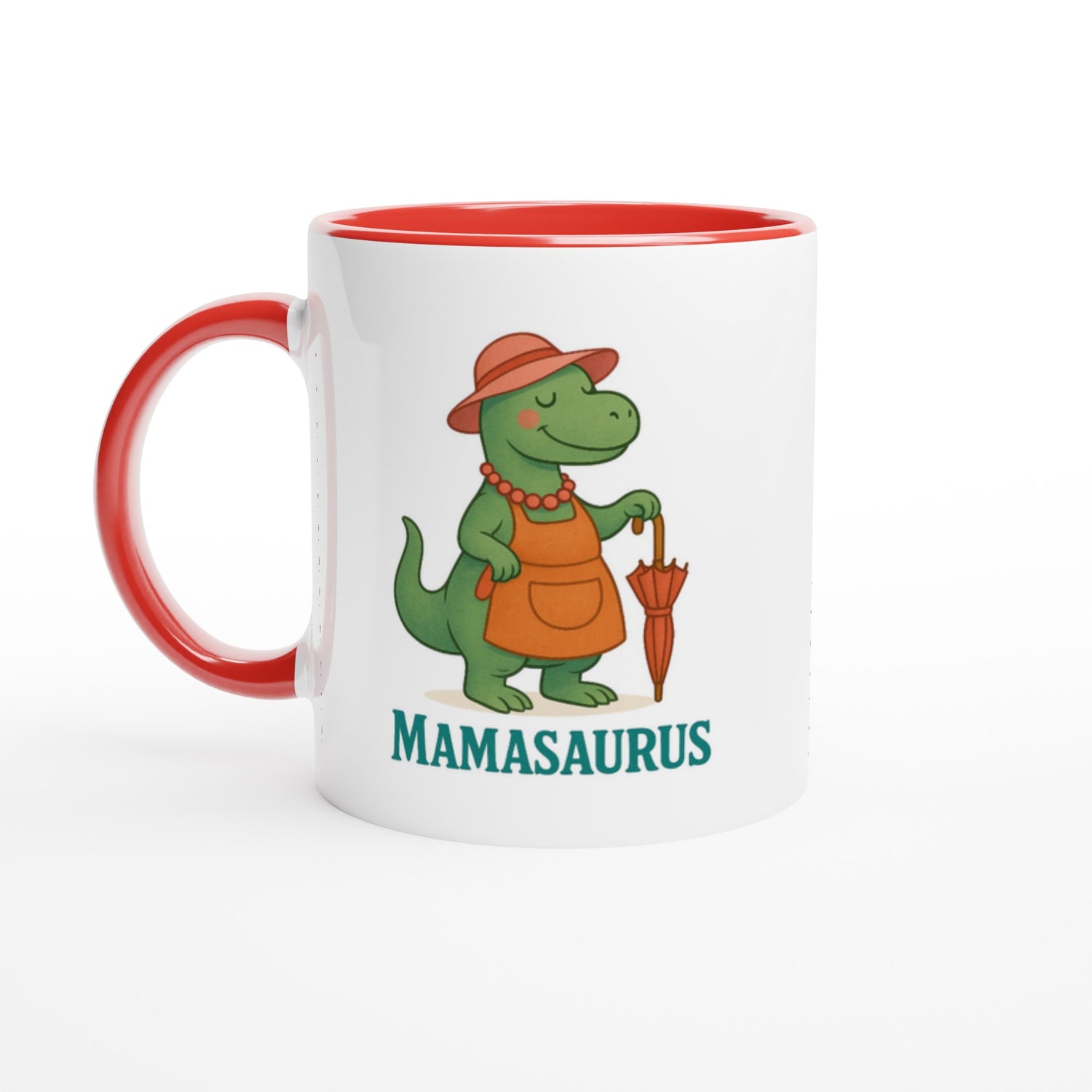 Mamasaurus Mug - Cute Dinosaur Coffee Cup - Perfect Gift for Moms Ceramic Red