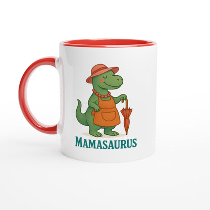 Mamasaurus Mug - Cute Dinosaur Coffee Cup - Perfect Gift for Moms Ceramic Red