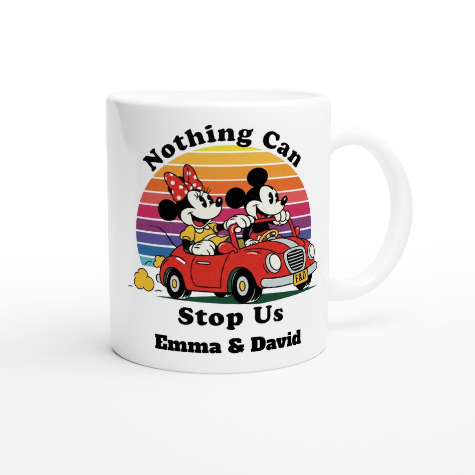Personalized Disney Mug - Mickey &amp; Minnie Runaway Railway Gift, Magic Kingdom Coffee Mug, Disneyland Keepsake Ceramic White