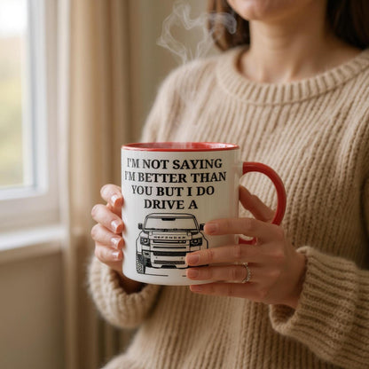 Funny Defender Mug – 11oz Luxury Car Driver Gift, Bold Statement Coffee Cup, Land Rover, Range Rover Lover Gift for Him or Her
