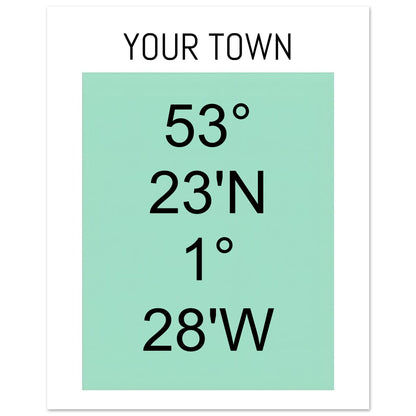 Personalized Map or Custom Location Coordinates Poster Print | Minimalist Unframed Wall Art Decor A3 A4 A5 20x25 cm 8x10″ Black and Green