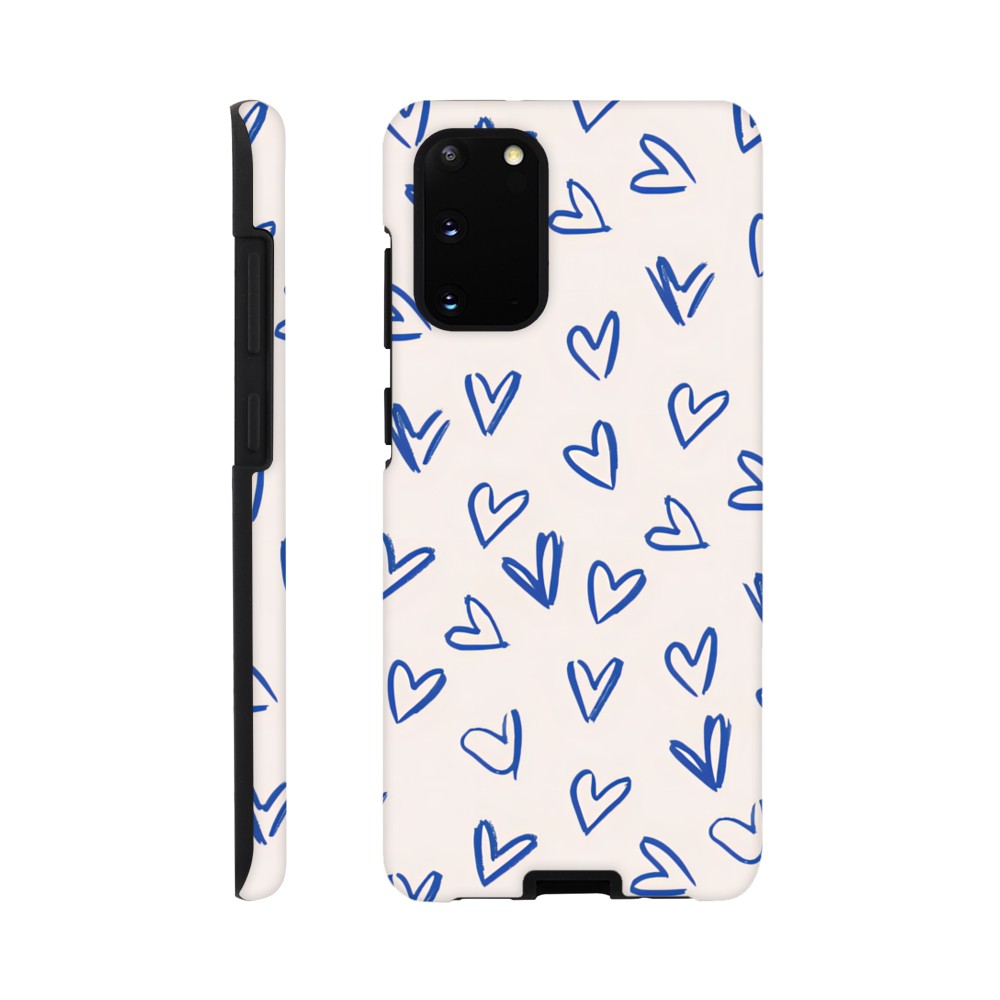 Blue Hearts Phone Case - Cute Minimalist Pattern for iPhone &amp; Samsung | Romantic Design Protection Galaxy S20