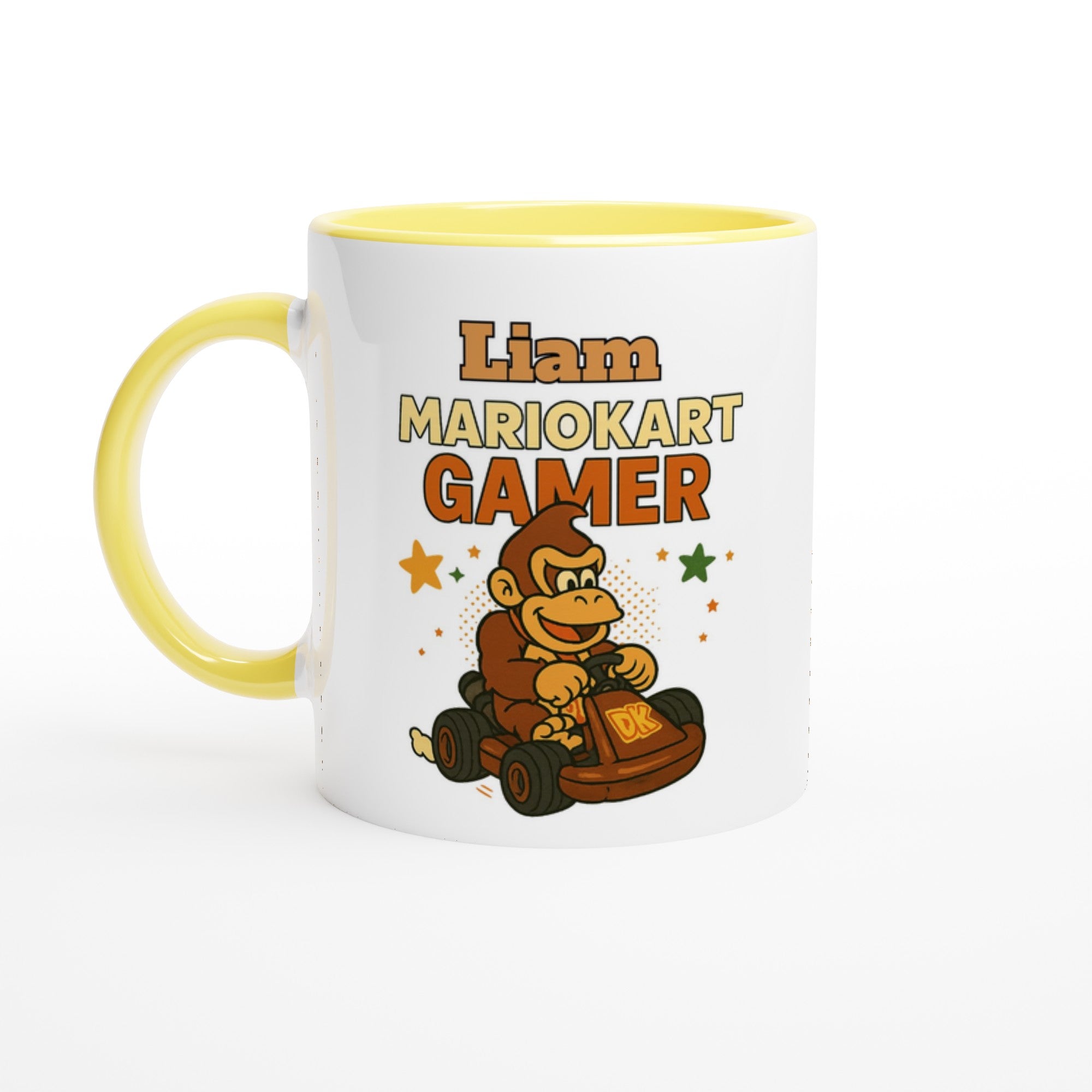 Personalized Mario Kart Gamer Mug - Donkey King Mug - Funny Gift for Gamers - 11oz Ceramic Coffee Cup Ceramic Yellow