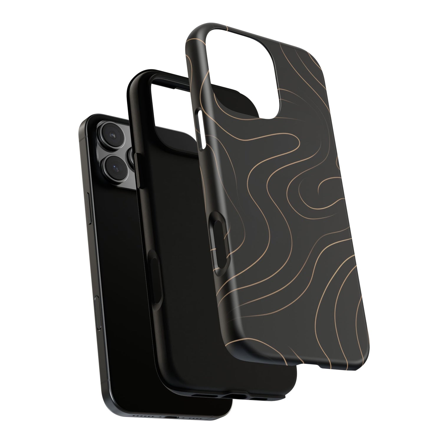 Noir Topograph - Black Minimalist Line Art Phone Case