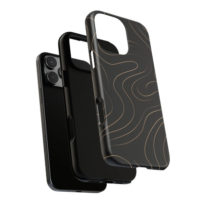 Noir Topograph - Black Minimalist Line Art Phone Case